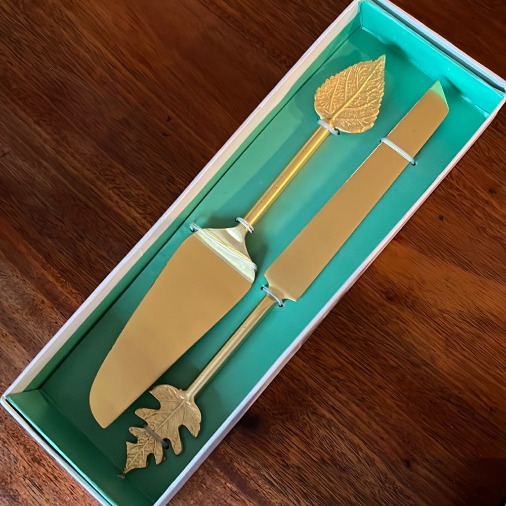 Folkulture Wedding Server Set, Cake Cutting, Party Serving, Dessert, Gold Leaf